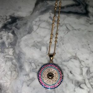 Gold Necklace with Colorful Charm MIAMI boutique!